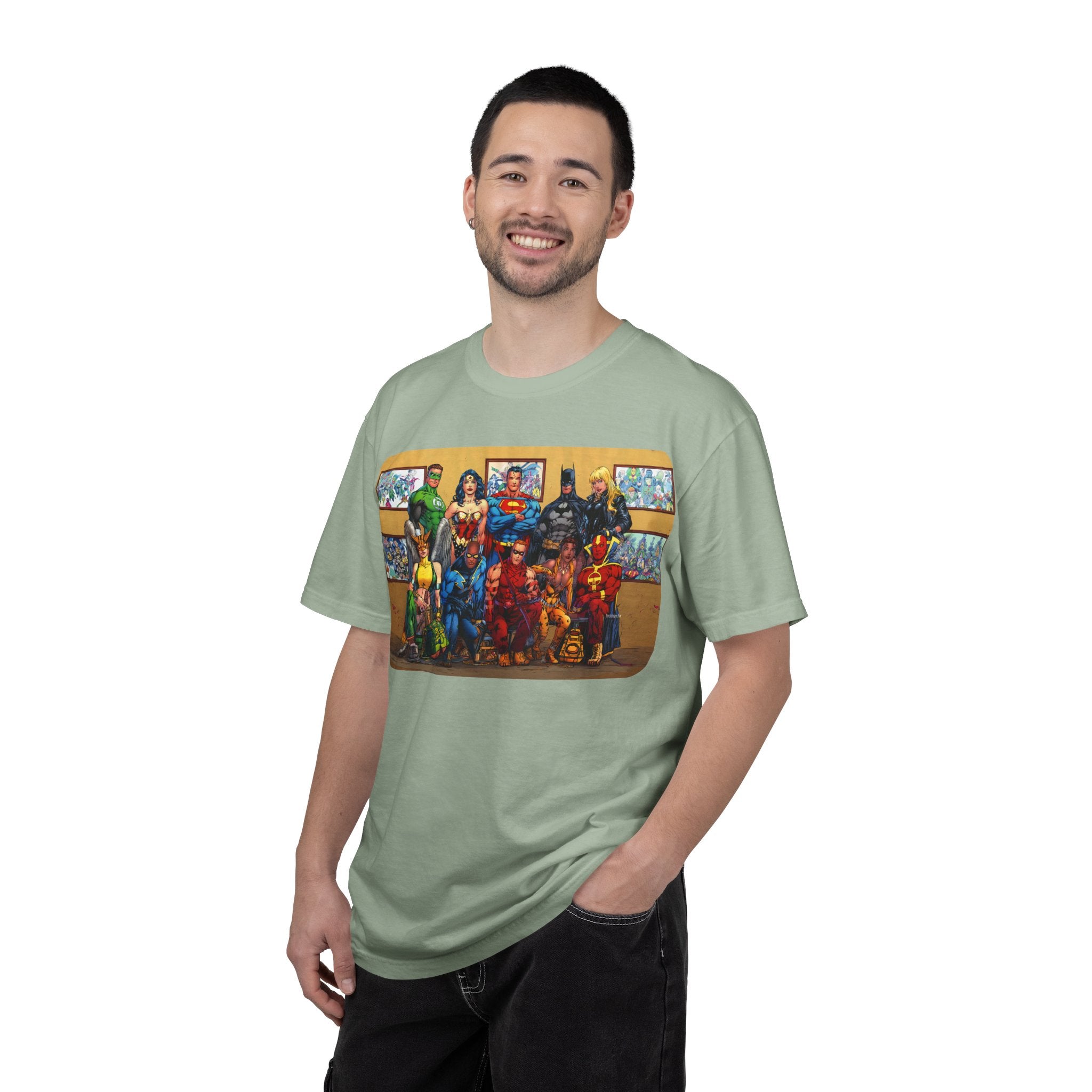 Superhero Team Photo T-Shirt — Vintage Comic Group Graphic Tee