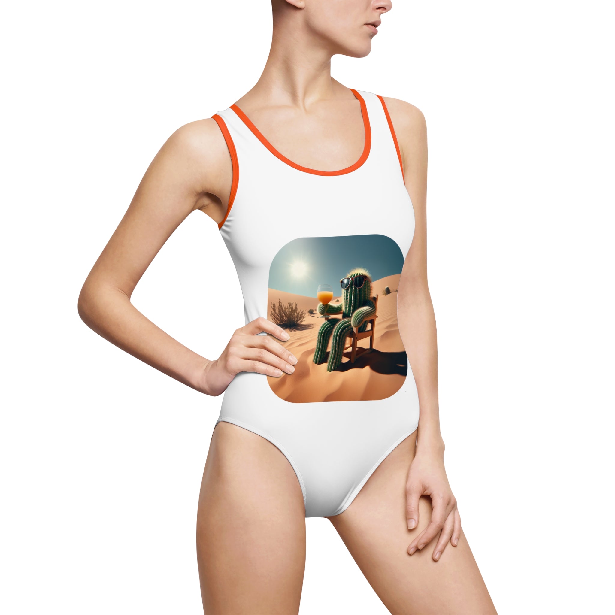 One-Piece Swimsuit — Sunset Desert Cactus Print