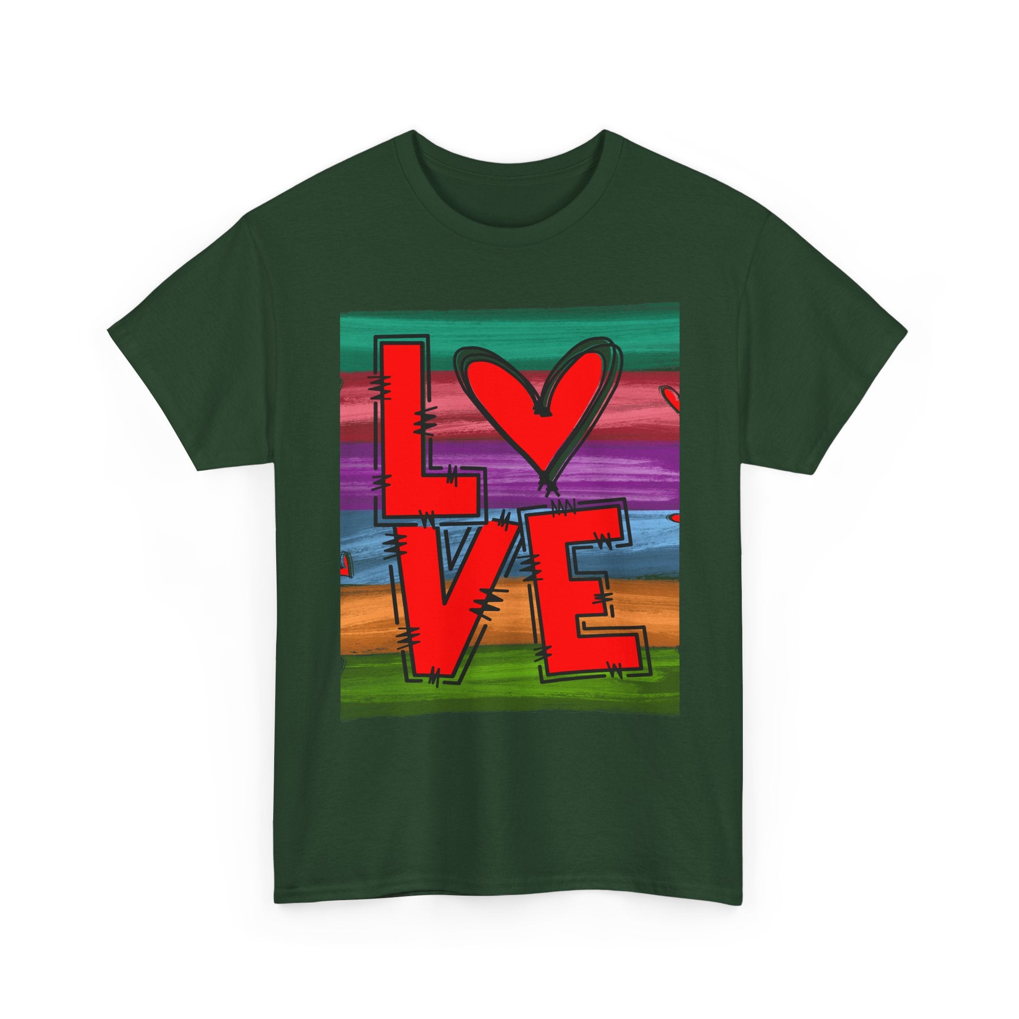 Love Heart Graphic Tee — Colorful Pop Art Valentine's T-Shirt