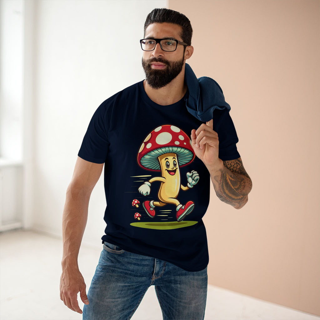 Happy Mushroom Running T-Shirt – Cute Retro Mushroom Character Tee
