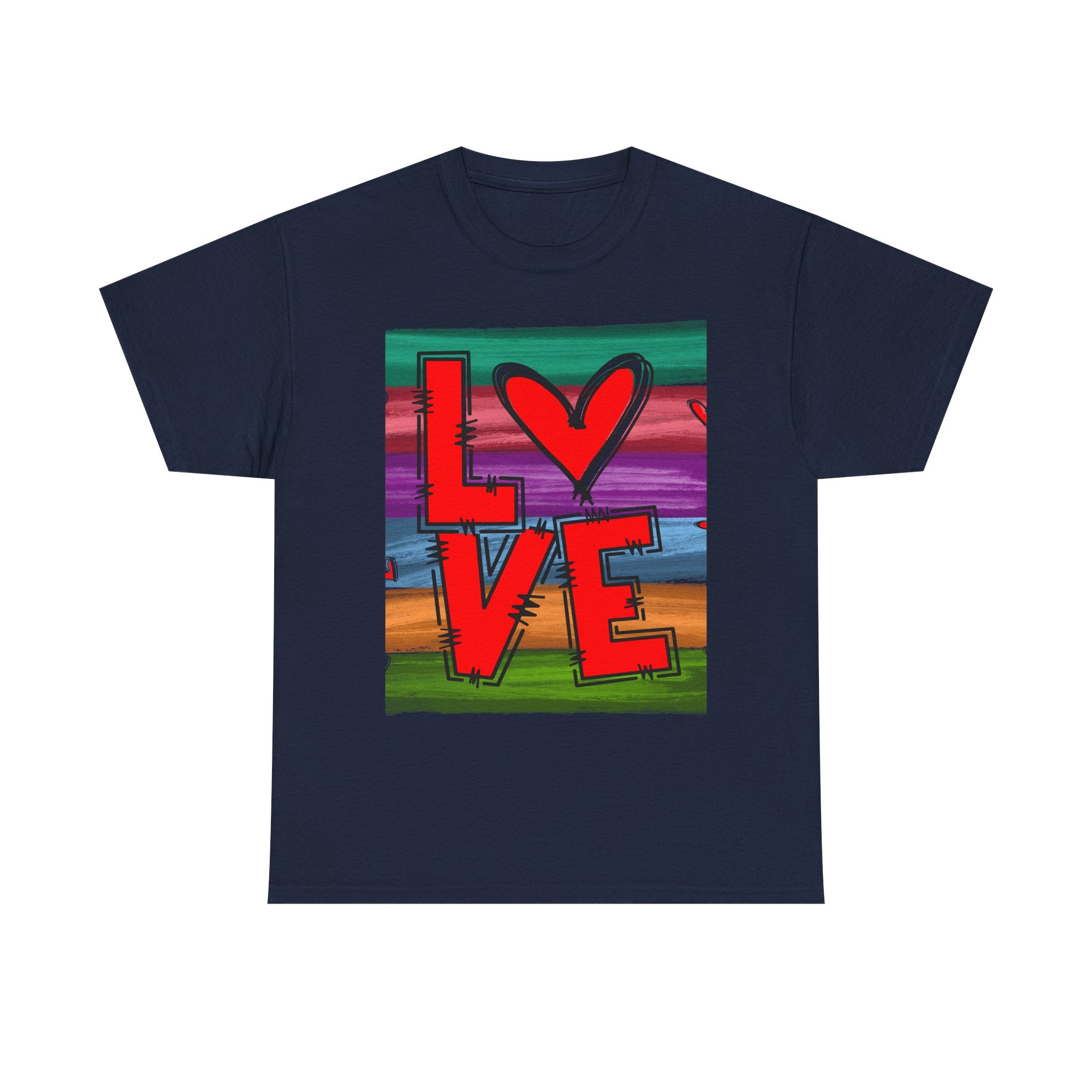 Love Heart Graphic Tee — Colorful Pop Art Valentine's T-Shirt