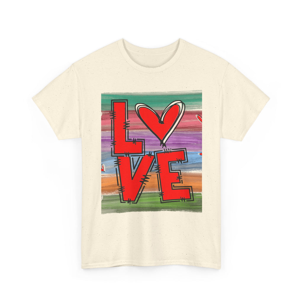 Love Heart Graphic Tee — Colorful Pop Art Valentine's T-Shirt