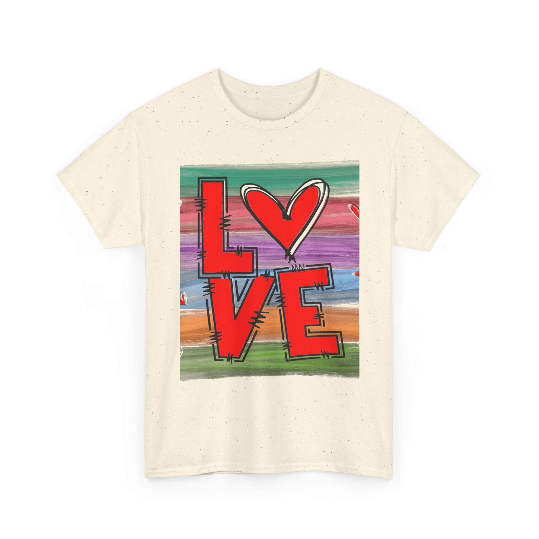 Love Heart Graphic Tee — Colorful Pop Art Valentine's T-Shirt