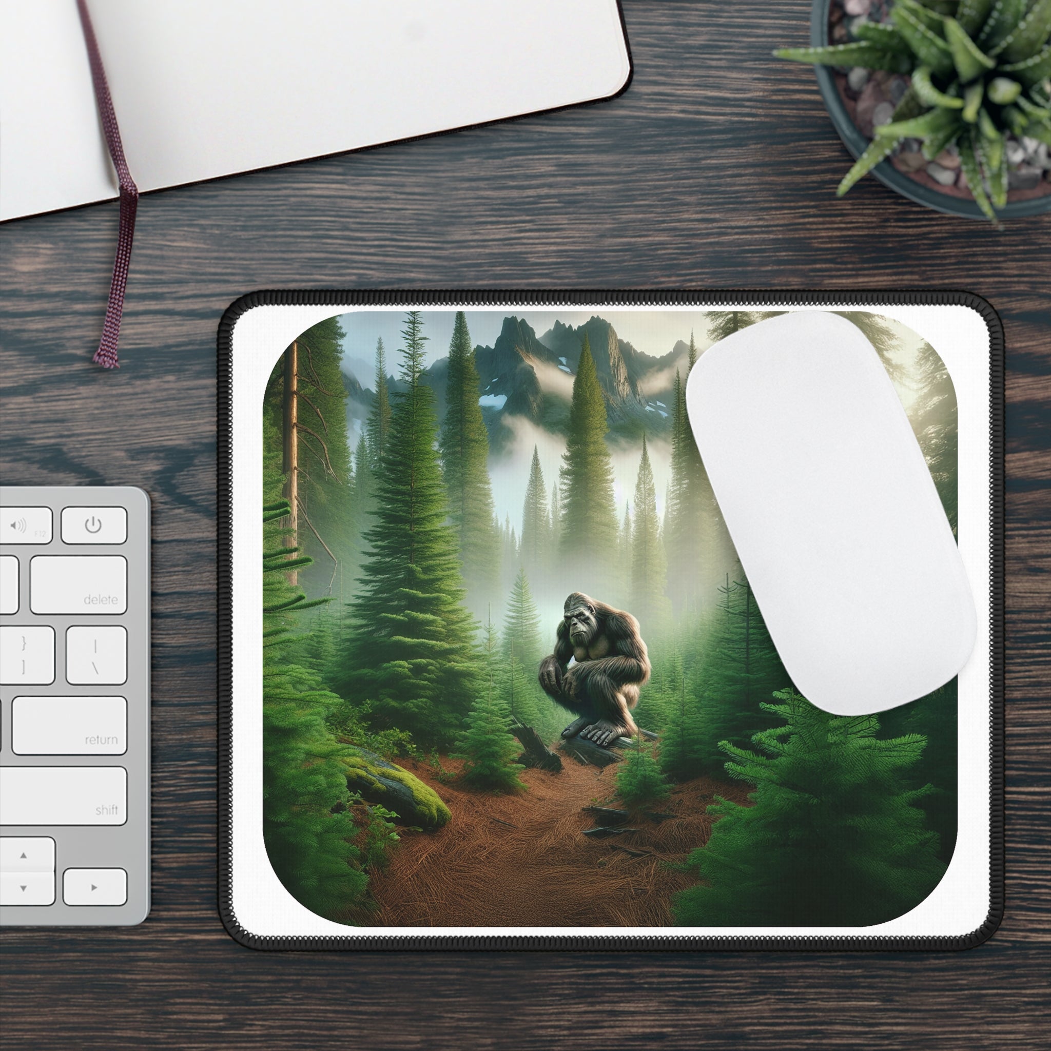Gaming Mouse Pad — Mystical Forest Bigfoot Design