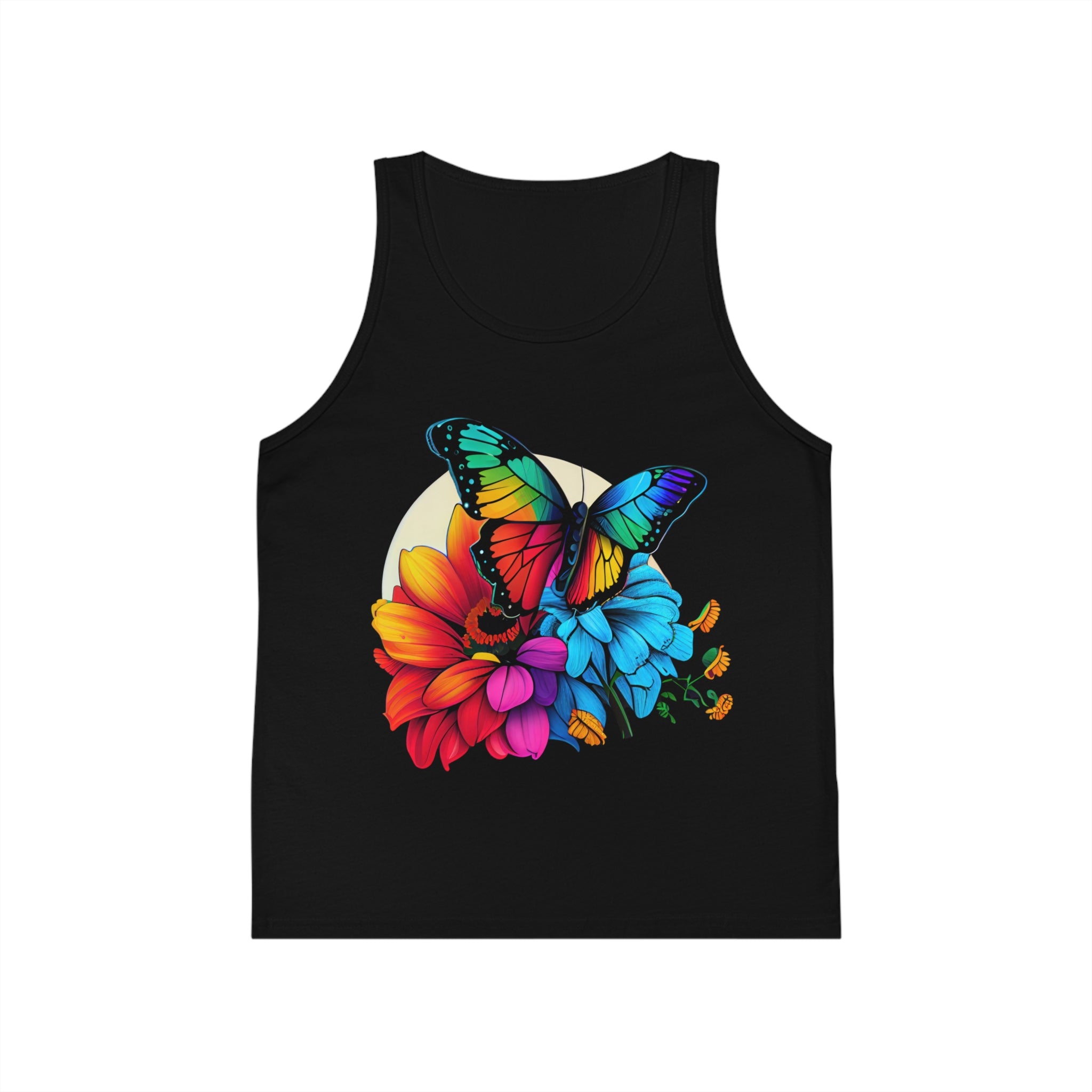 Kids Butterfly Tank Top — Colorful Floral Rainbow Butterfly Design