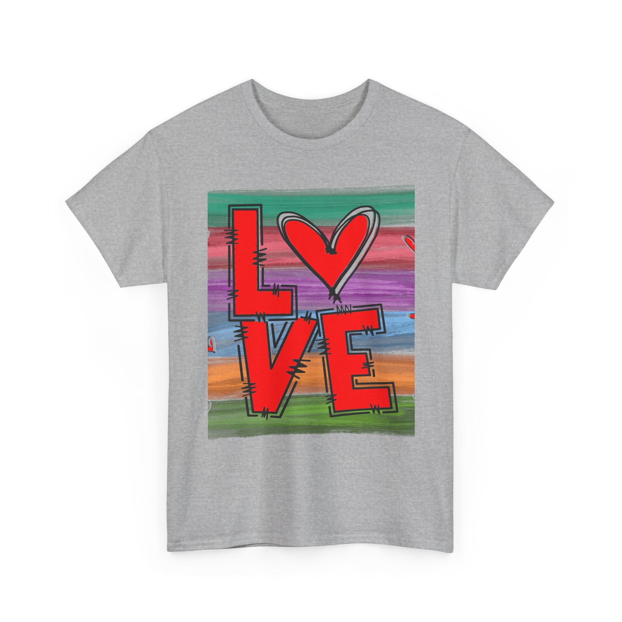 Love Heart Graphic Tee — Colorful Pop Art Valentine's T-Shirt