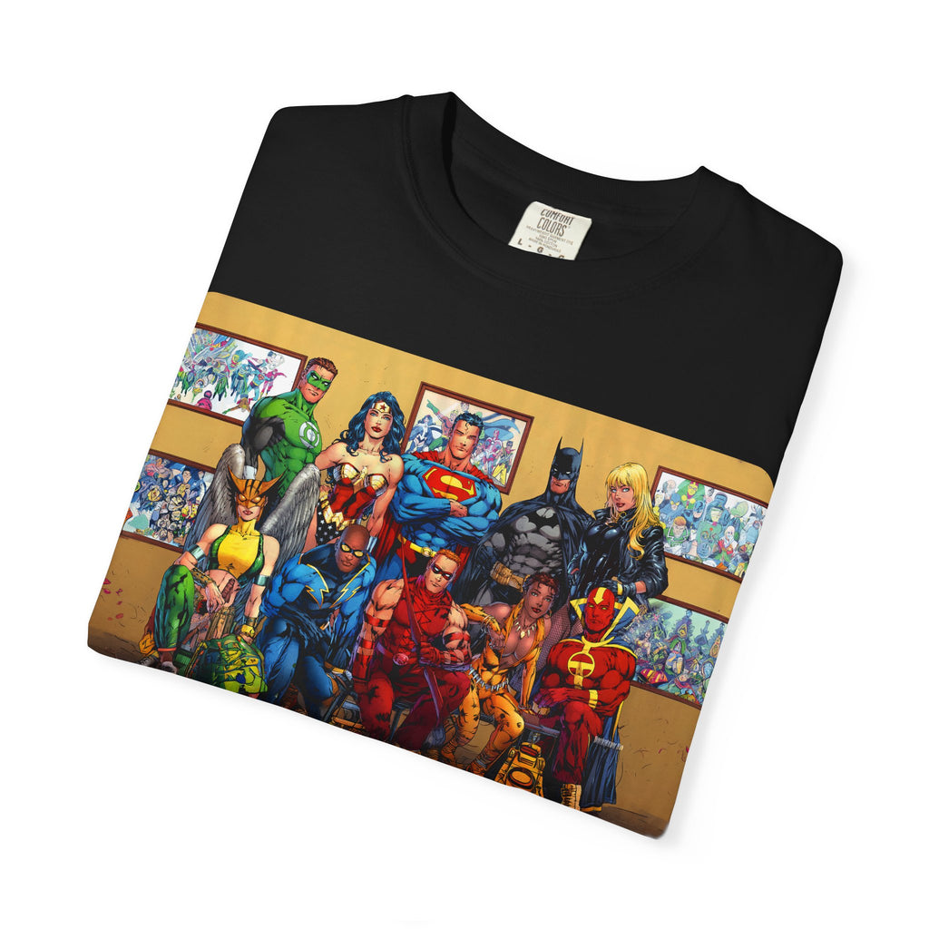 Superhero Team Photo T-Shirt — Vintage Comic Group Graphic Tee