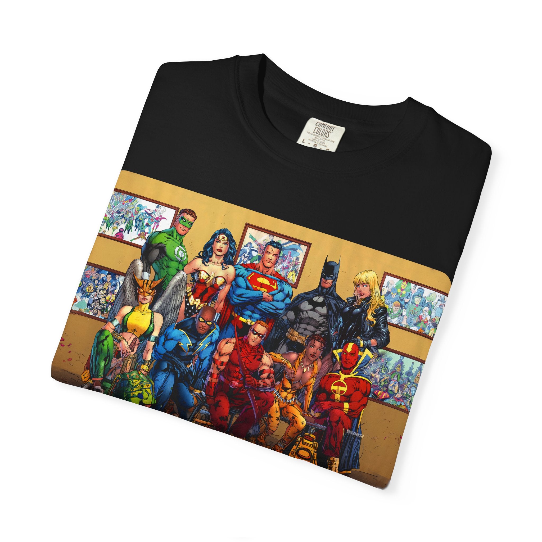 Superhero Team Photo T-Shirt — Vintage Comic Group Graphic Tee