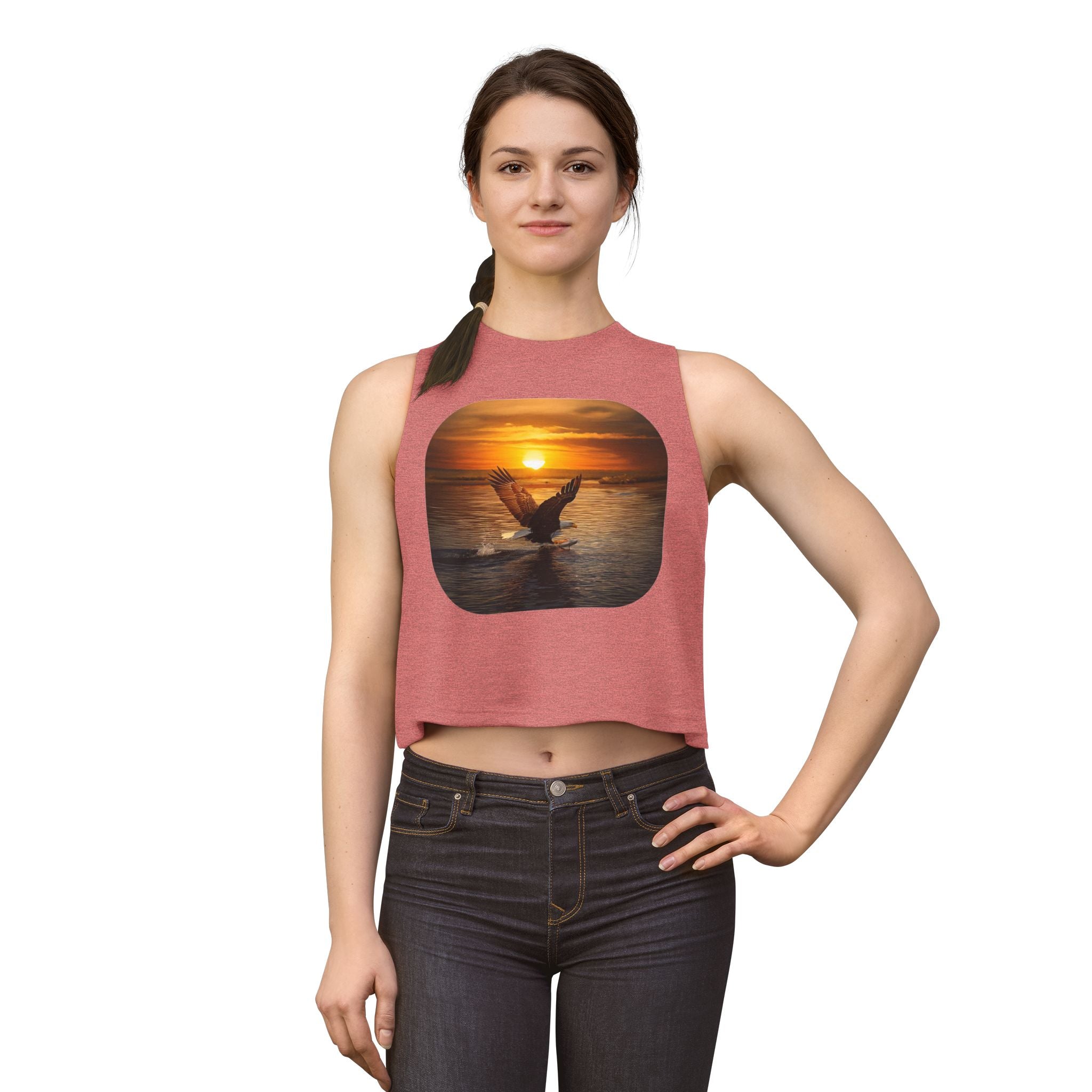 Sunset Seagull Crop Top – Beach Vibes Women's Tank