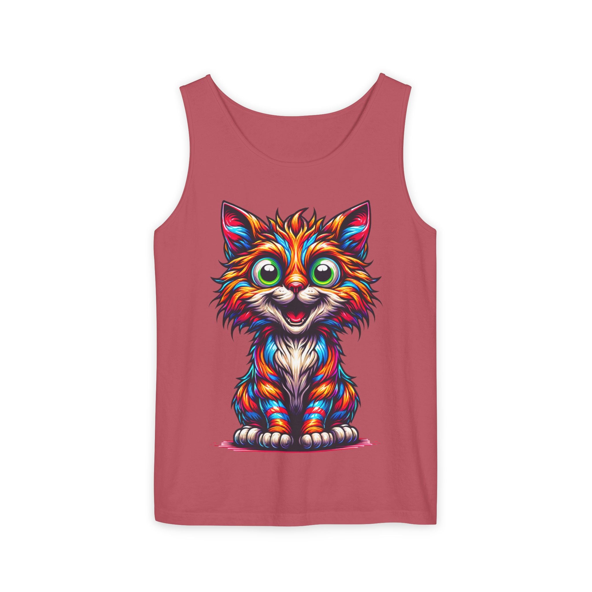 Psychedelic Cat Tank Top — Vibrant 1000-Color Art Print