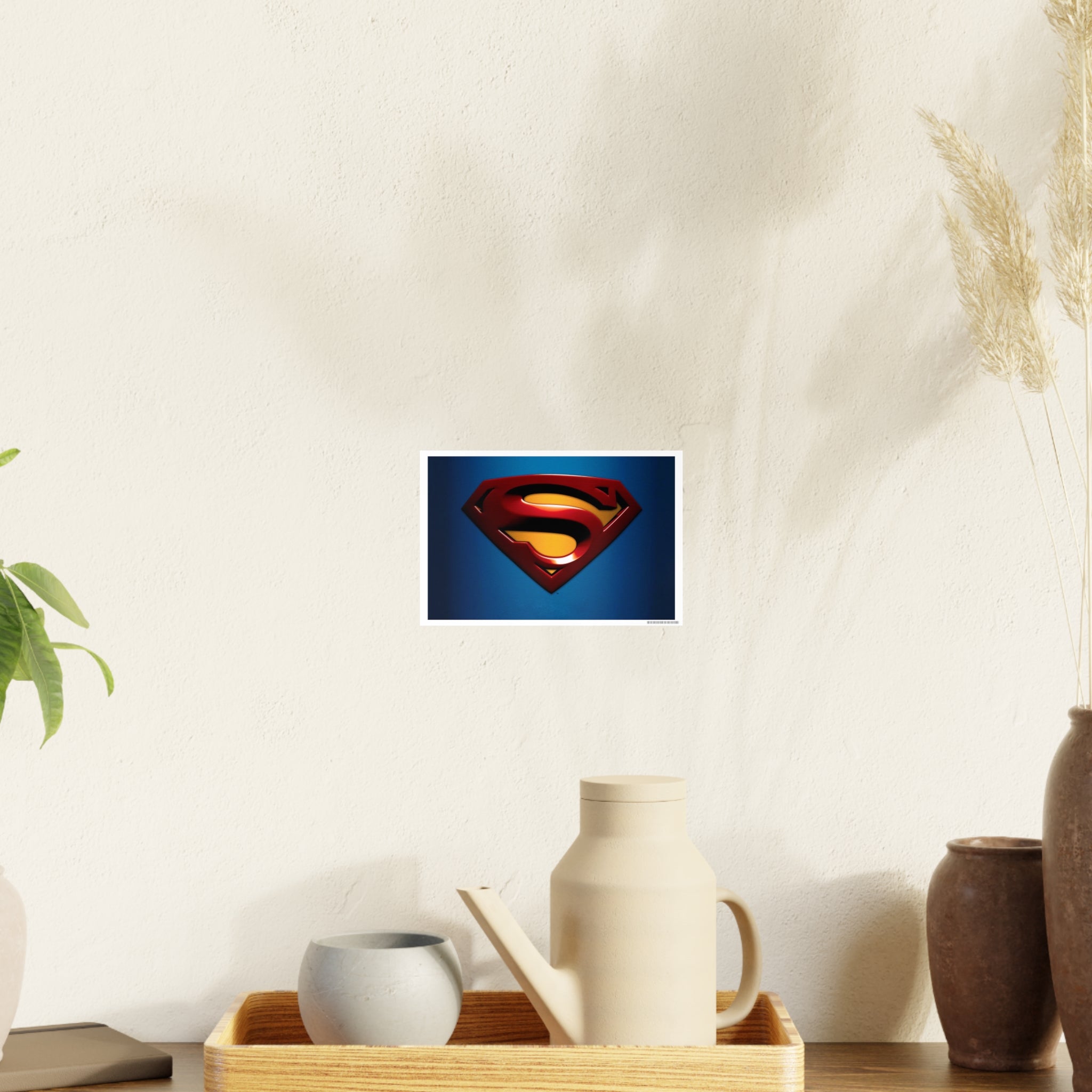 Superman Emblem Photo Art Poster — Retro Comic Logo Wall Print