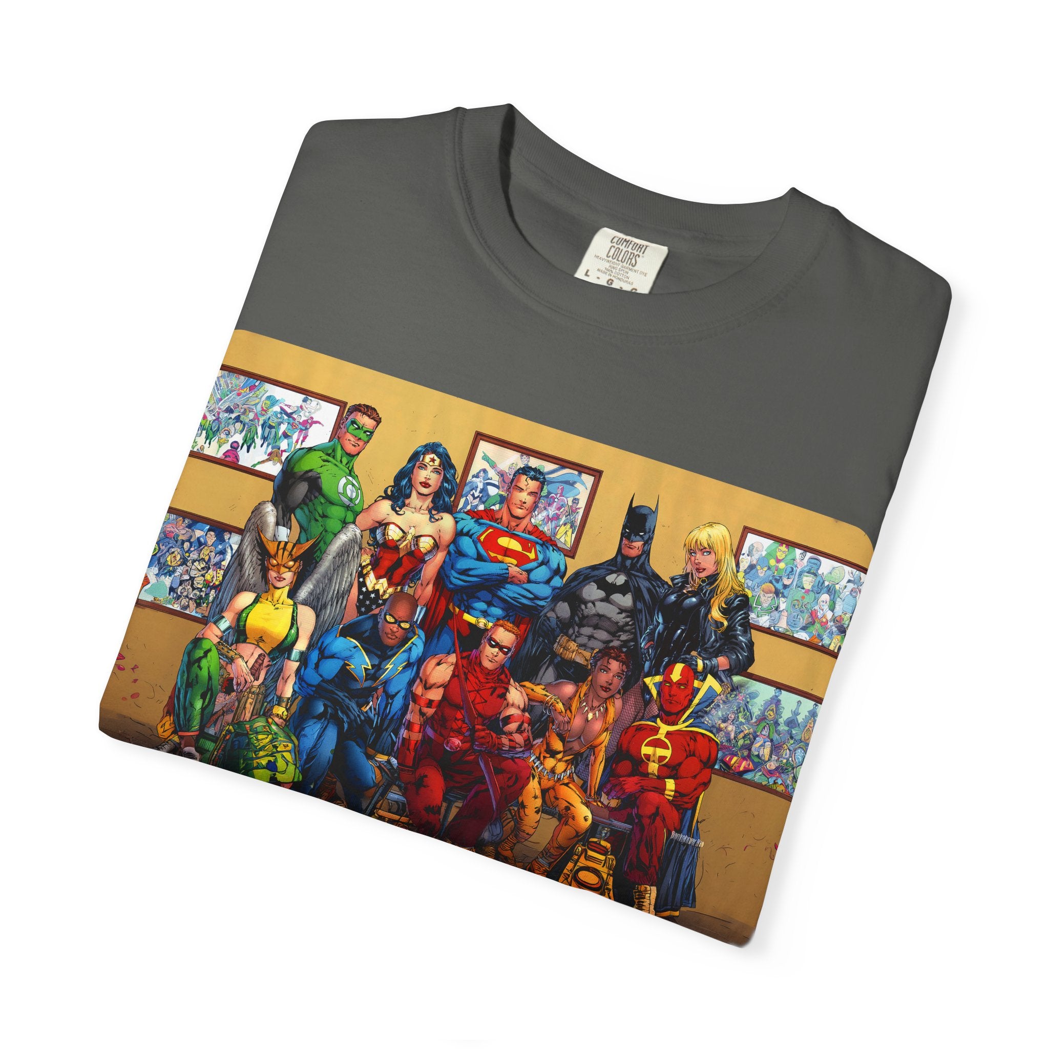 Superhero Team Photo T-Shirt — Vintage Comic Group Graphic Tee