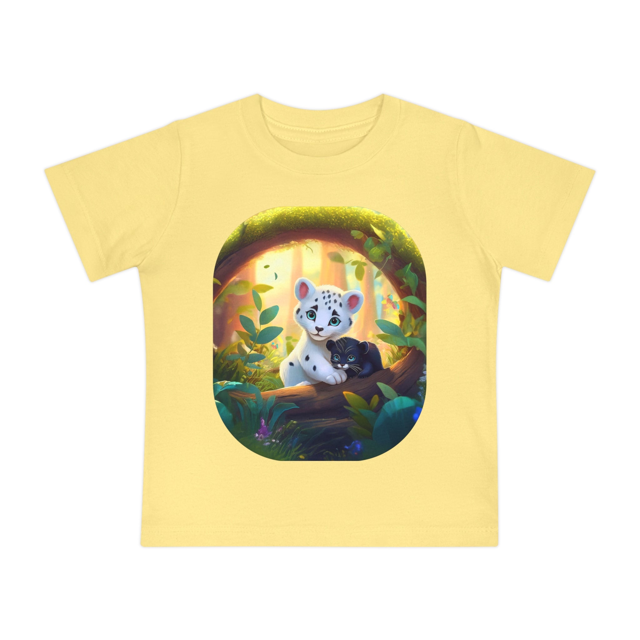 Baby T-Shirt — Forest Cub Illustration Cute Snow Leopard Print