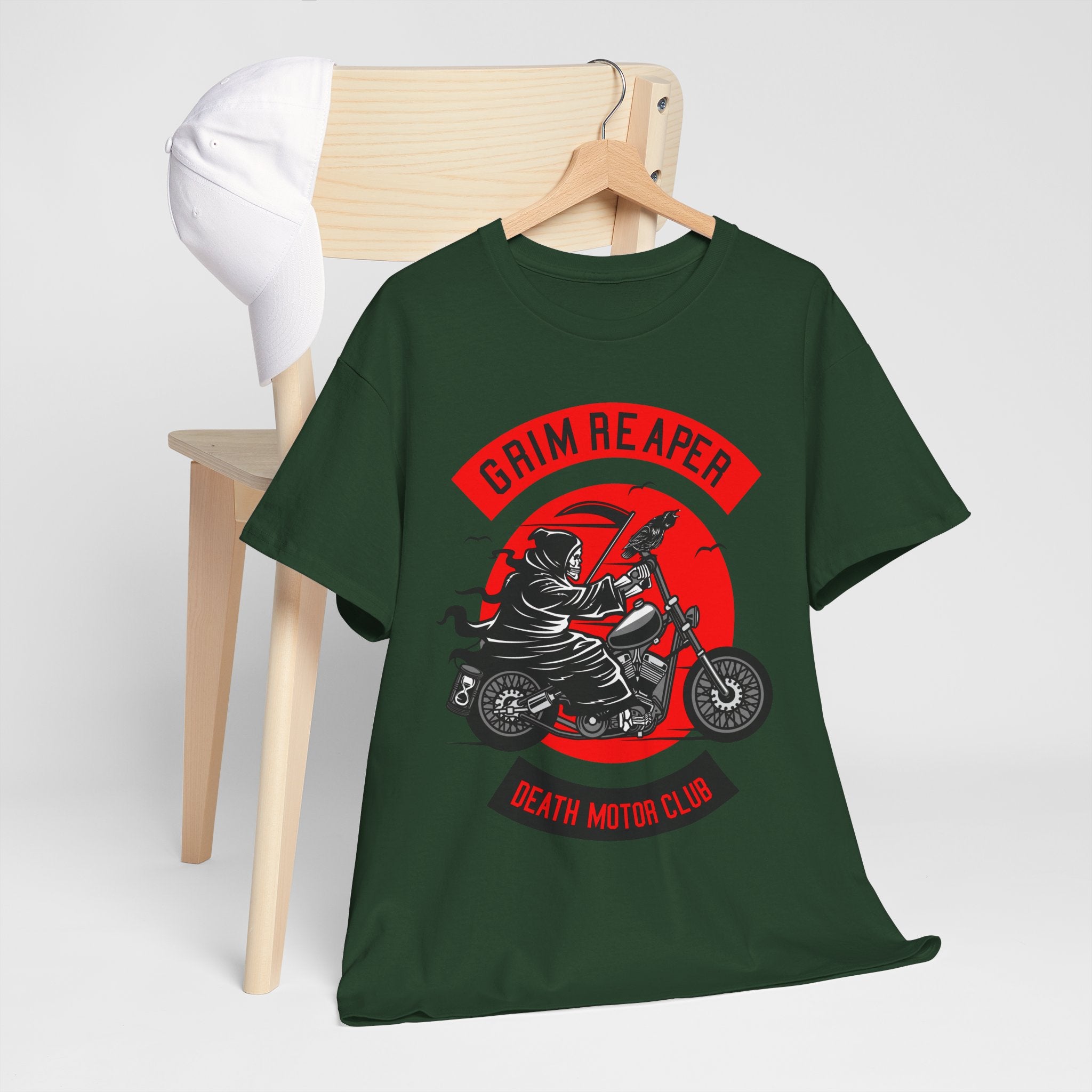 Grim Reaper Motor Club Tee — Biker Skull Motorcycle T‑Shirt