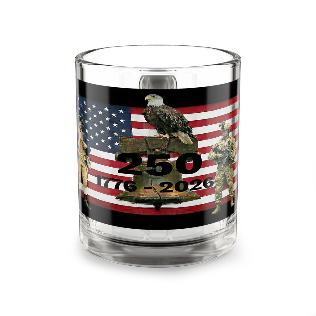 250th American Revolution Glass Mug – 1776-2026 Patriotic Eagle & Soldier Coffee Mug