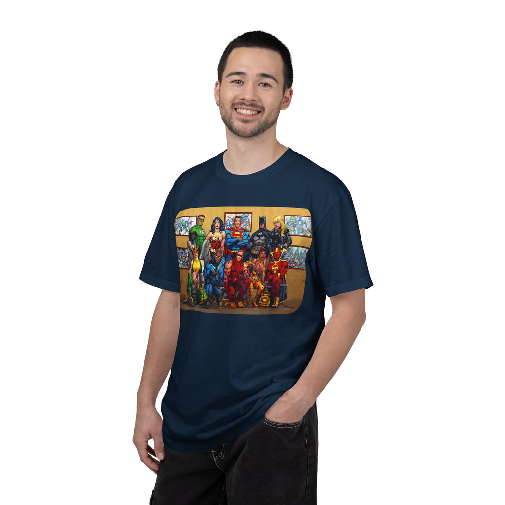 Superhero Team Photo T-Shirt — Vintage Comic Group Graphic Tee