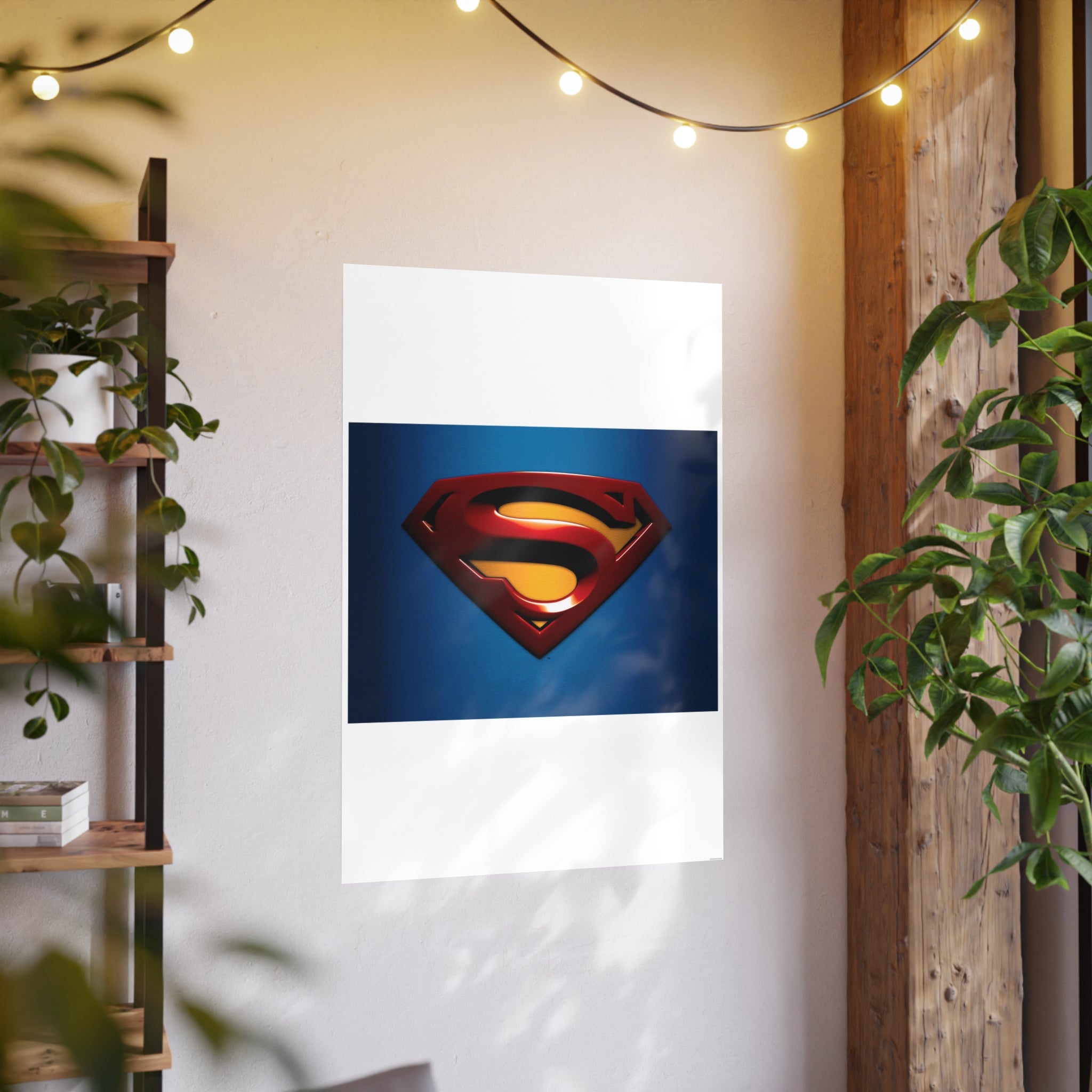 Superman Emblem Photo Art Poster — Retro Comic Logo Wall Print