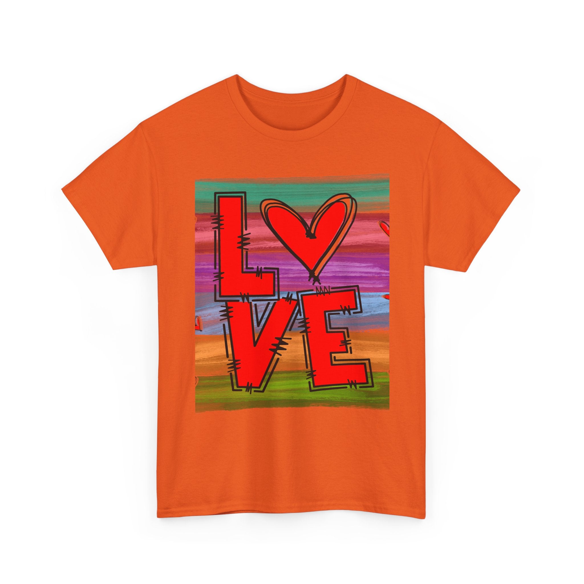 Love Heart Graphic Tee — Colorful Pop Art Valentine's T-Shirt