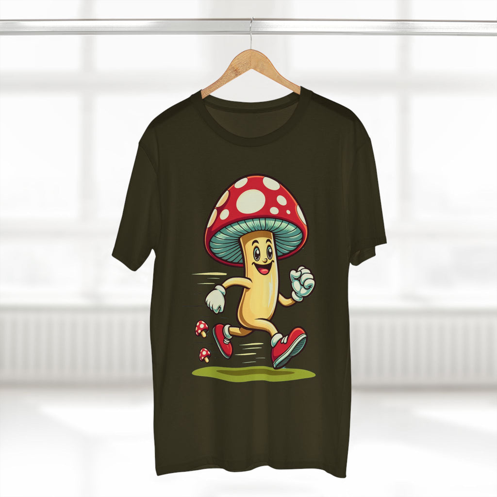 Happy Mushroom Running T-Shirt – Cute Retro Mushroom Character Tee