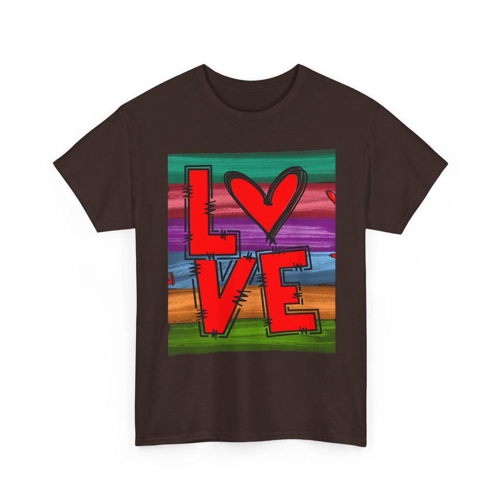 Love Heart Graphic Tee — Colorful Pop Art Valentine's T-Shirt