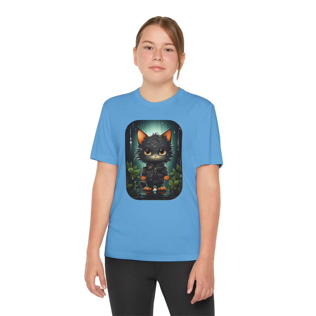Youth Black Cat Competitor Tee — Cute Forest Kitten Graphic Shirt