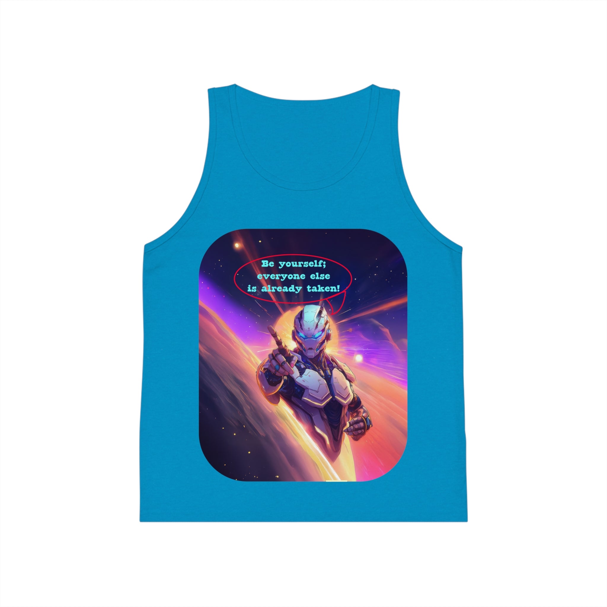 Kids Tank Top — Space Hero Graphic with "Be yourself! Everyone else is already taken" Quote