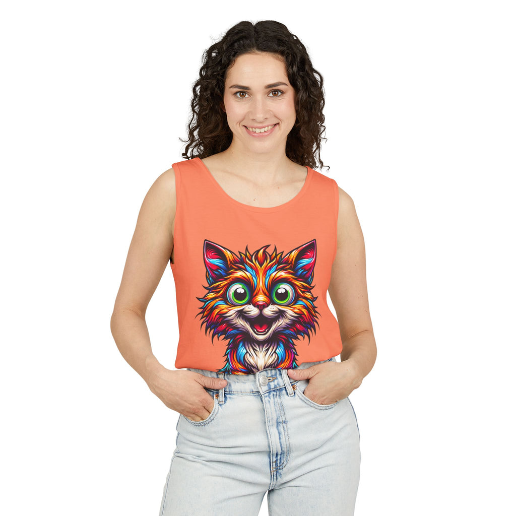 Psychedelic Cat Tank Top — Vibrant 1000-Color Art Print