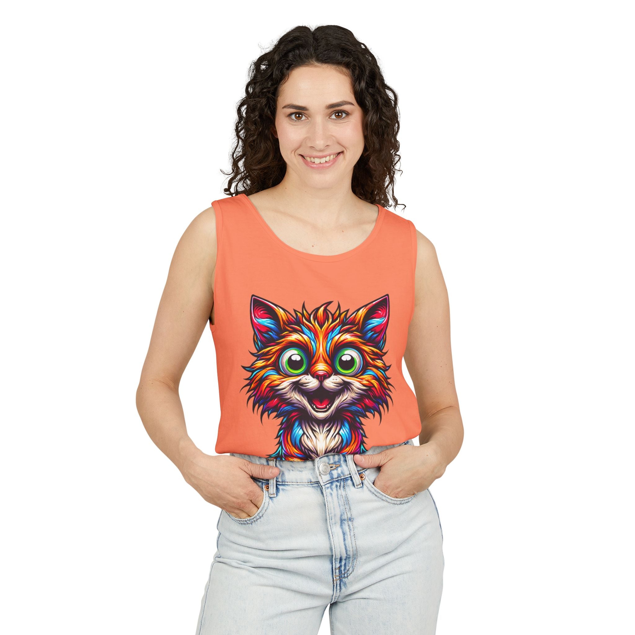 Psychedelic Cat Tank Top — Vibrant 1000-Color Art Print