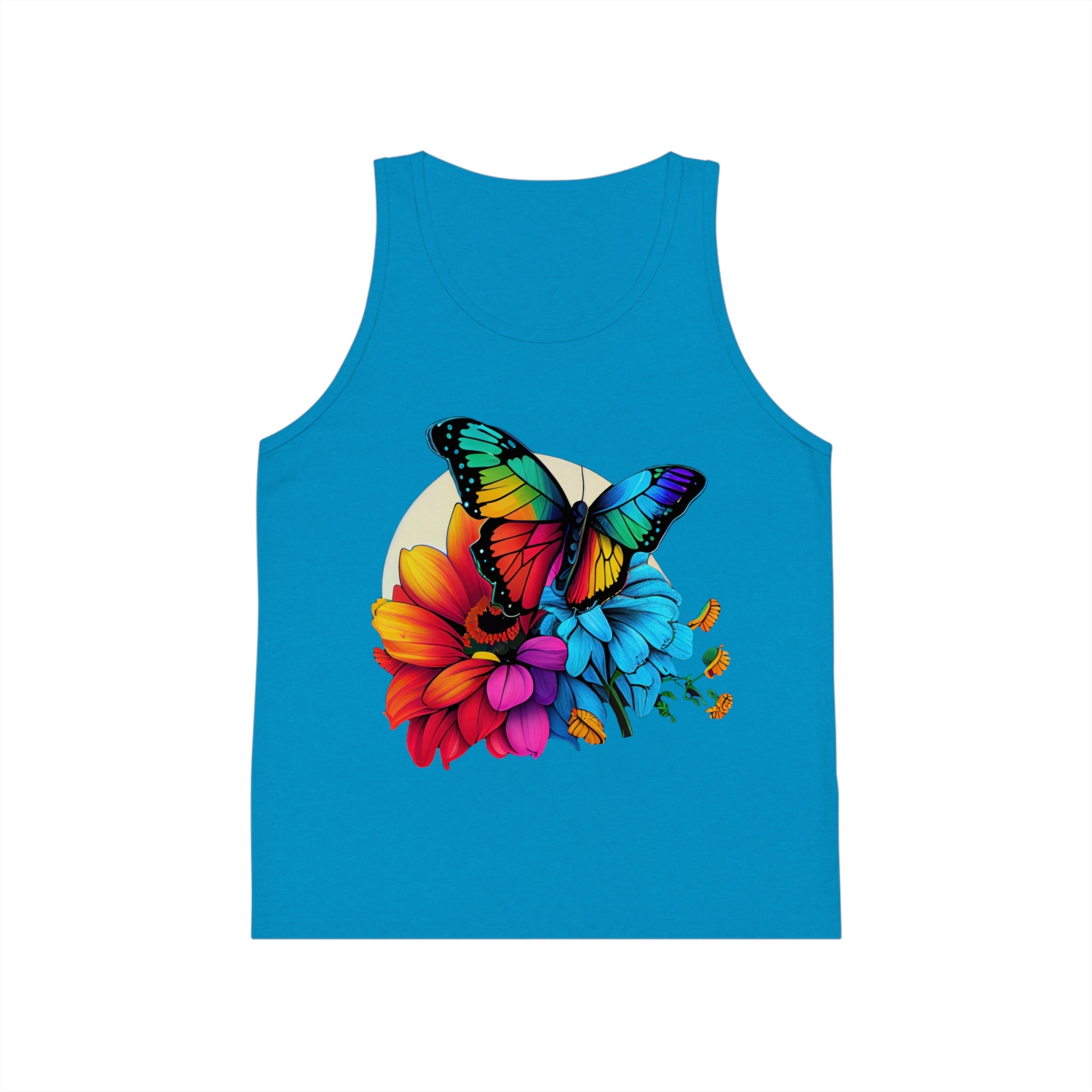 Kids Butterfly Tank Top — Colorful Floral Rainbow Butterfly Design