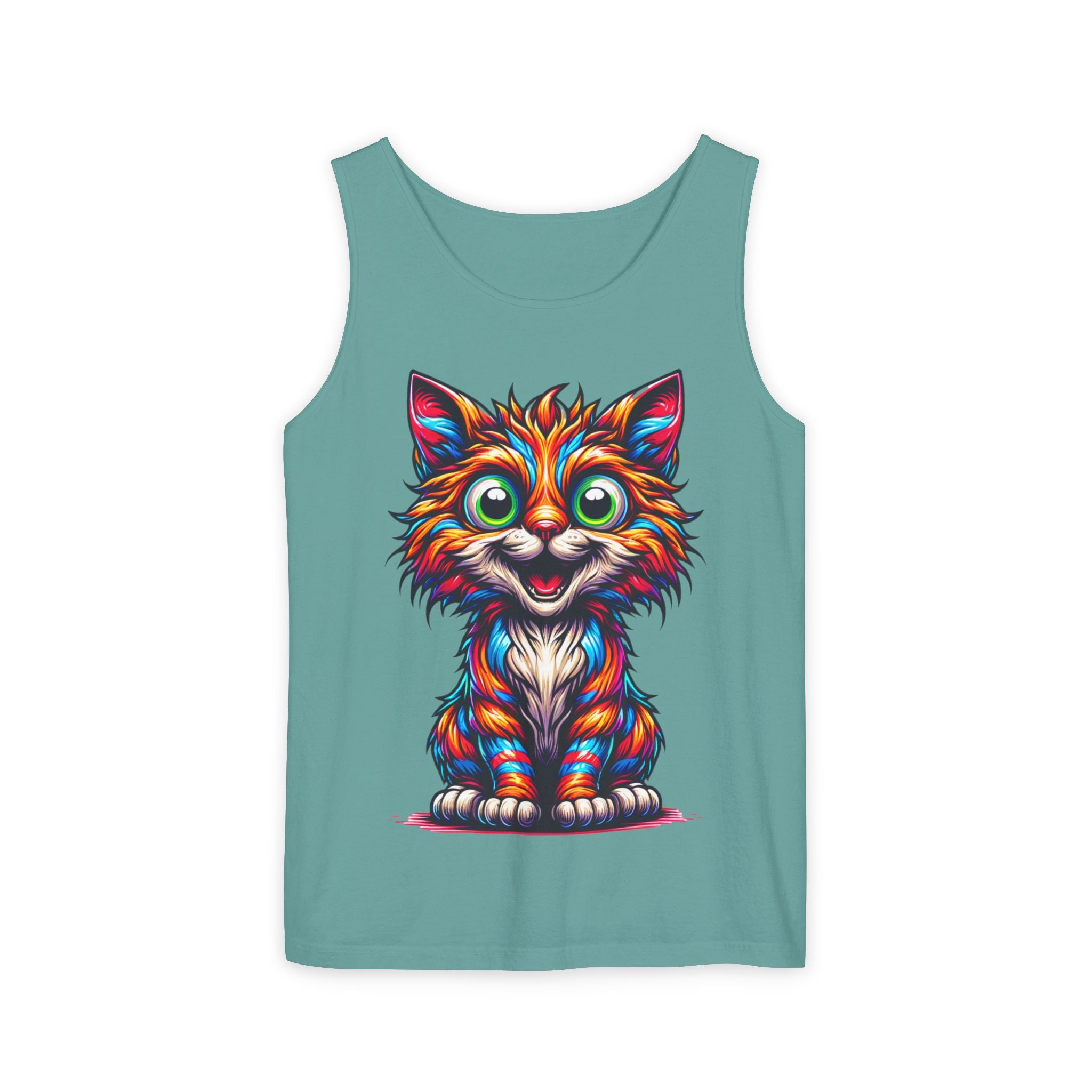 Psychedelic Cat Tank Top — Vibrant 1000-Color Art Print