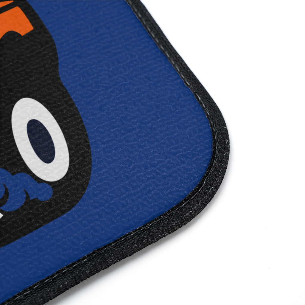 Monster Truck Driver Car Floor Mat — Blue Cartoon Hot Rod Design