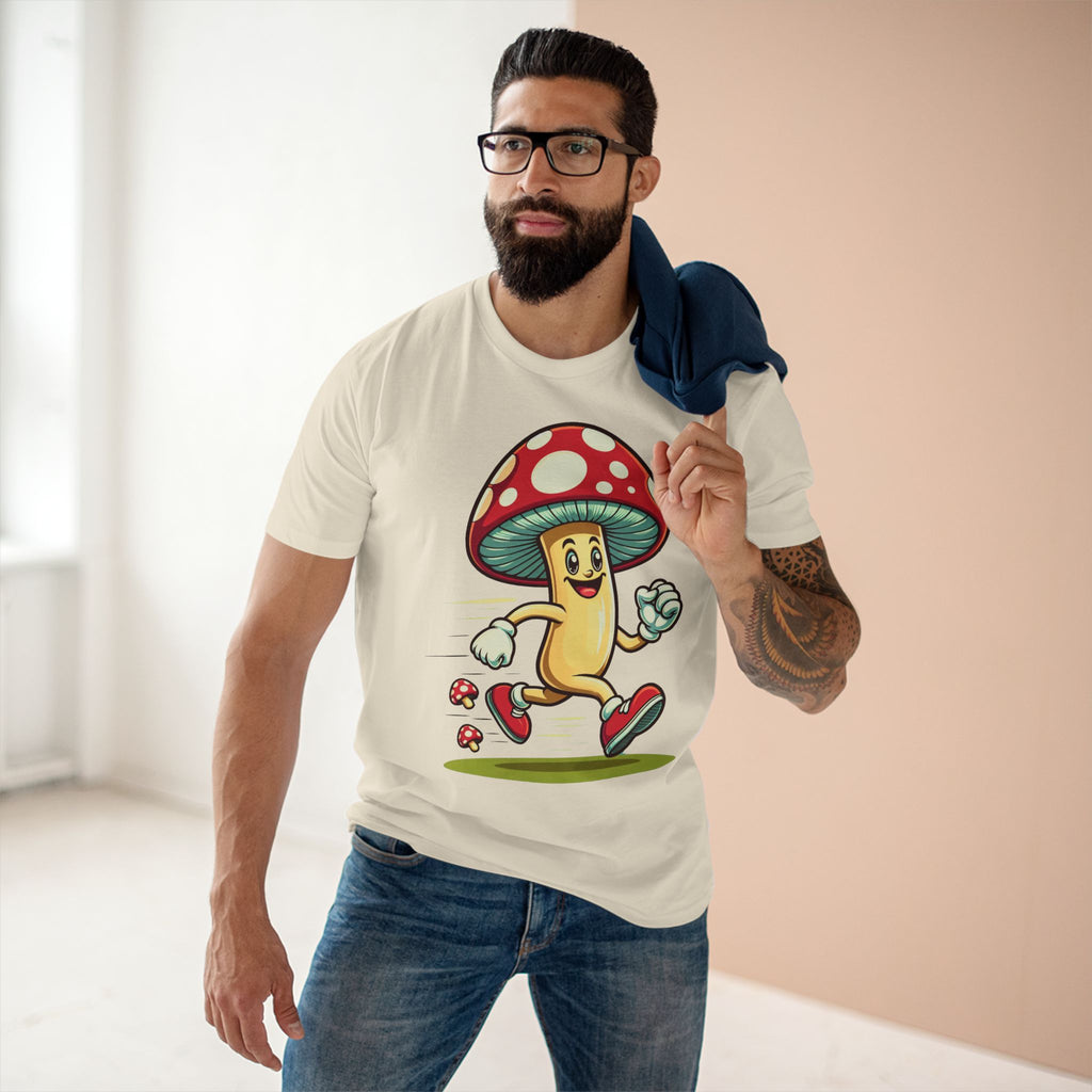 Happy Mushroom Running T-Shirt – Cute Retro Mushroom Character Tee