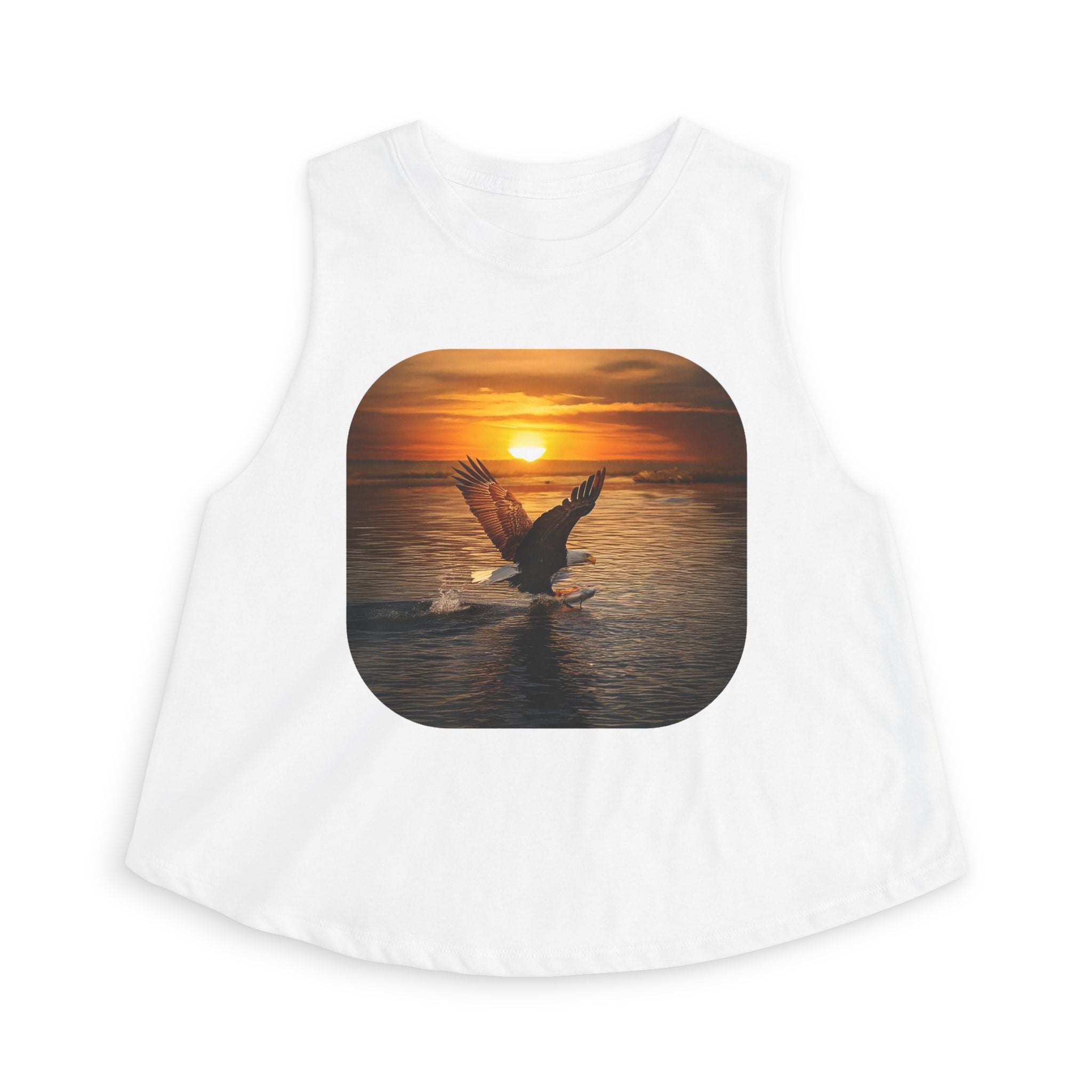 Sunset Seagull Crop Top – Beach Vibes Women's Tank