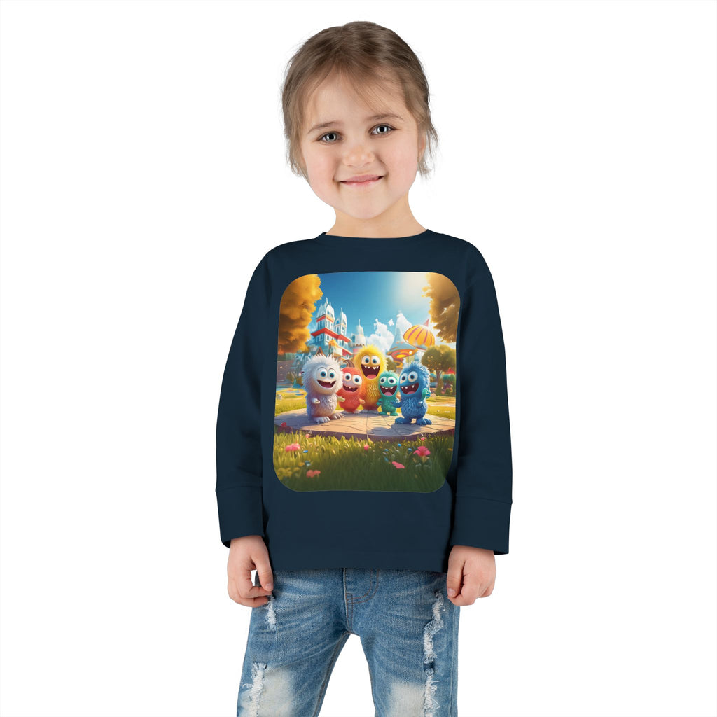 Toddler Tee — Colorful Cartoon Monster Friends Long Sleeve Shirt