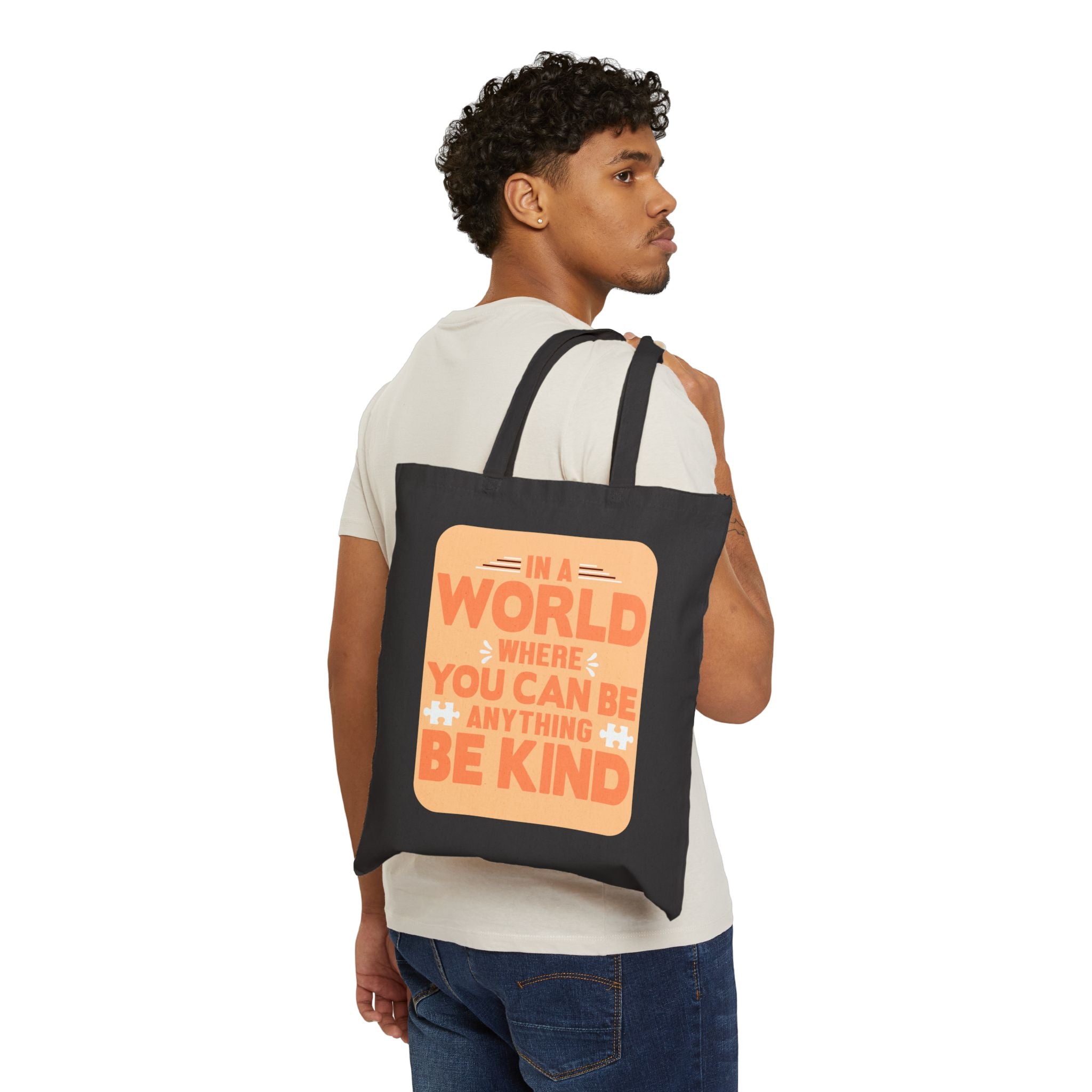 Canvas Tote Bag — "Be Kind" Inspirational Reusable Shopper