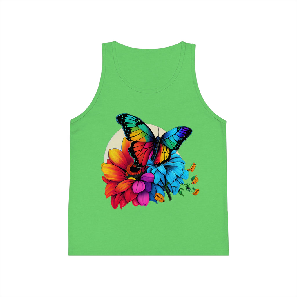 Kids Butterfly Tank Top — Colorful Floral Rainbow Butterfly Design