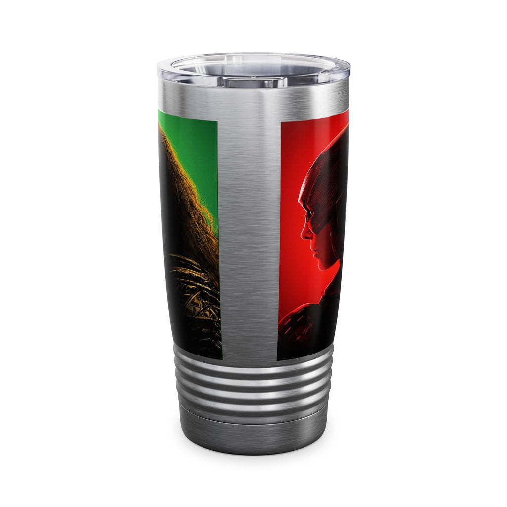 Superhero Profile 20oz Tumbler — Vertical Trio Character Silhouette Travel Mug