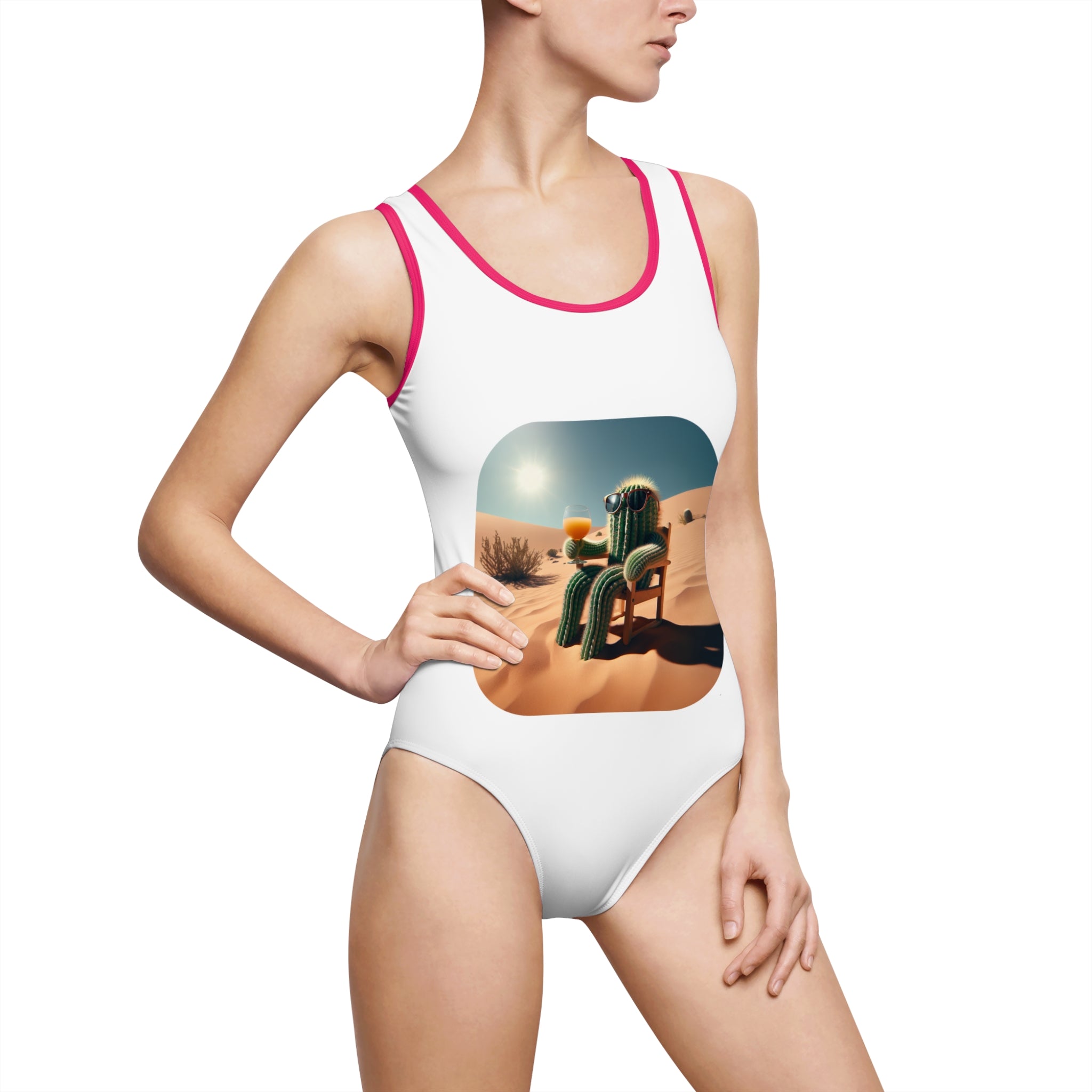 One-Piece Swimsuit — Sunset Desert Cactus Print