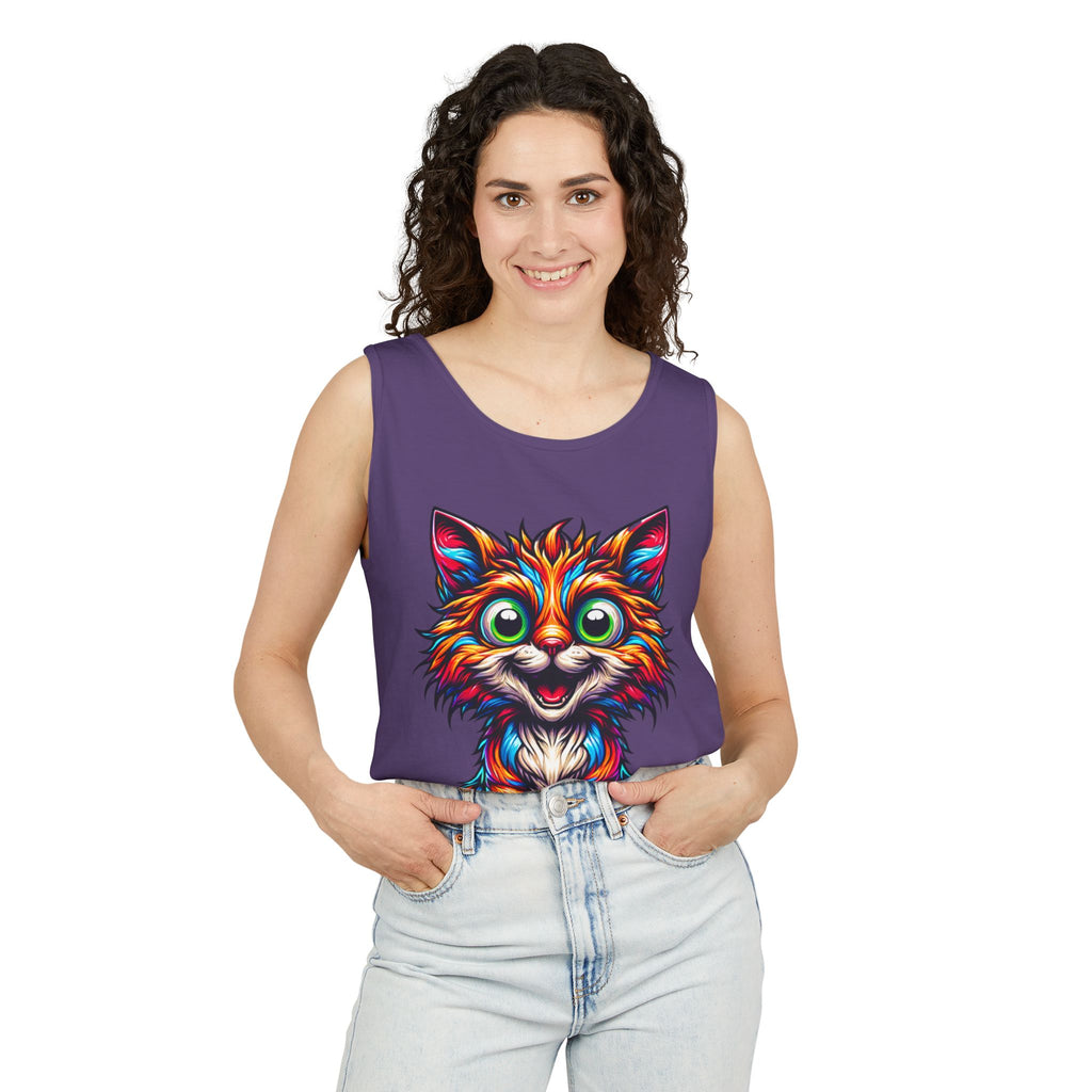 Psychedelic Cat Tank Top — Vibrant 1000-Color Art Print