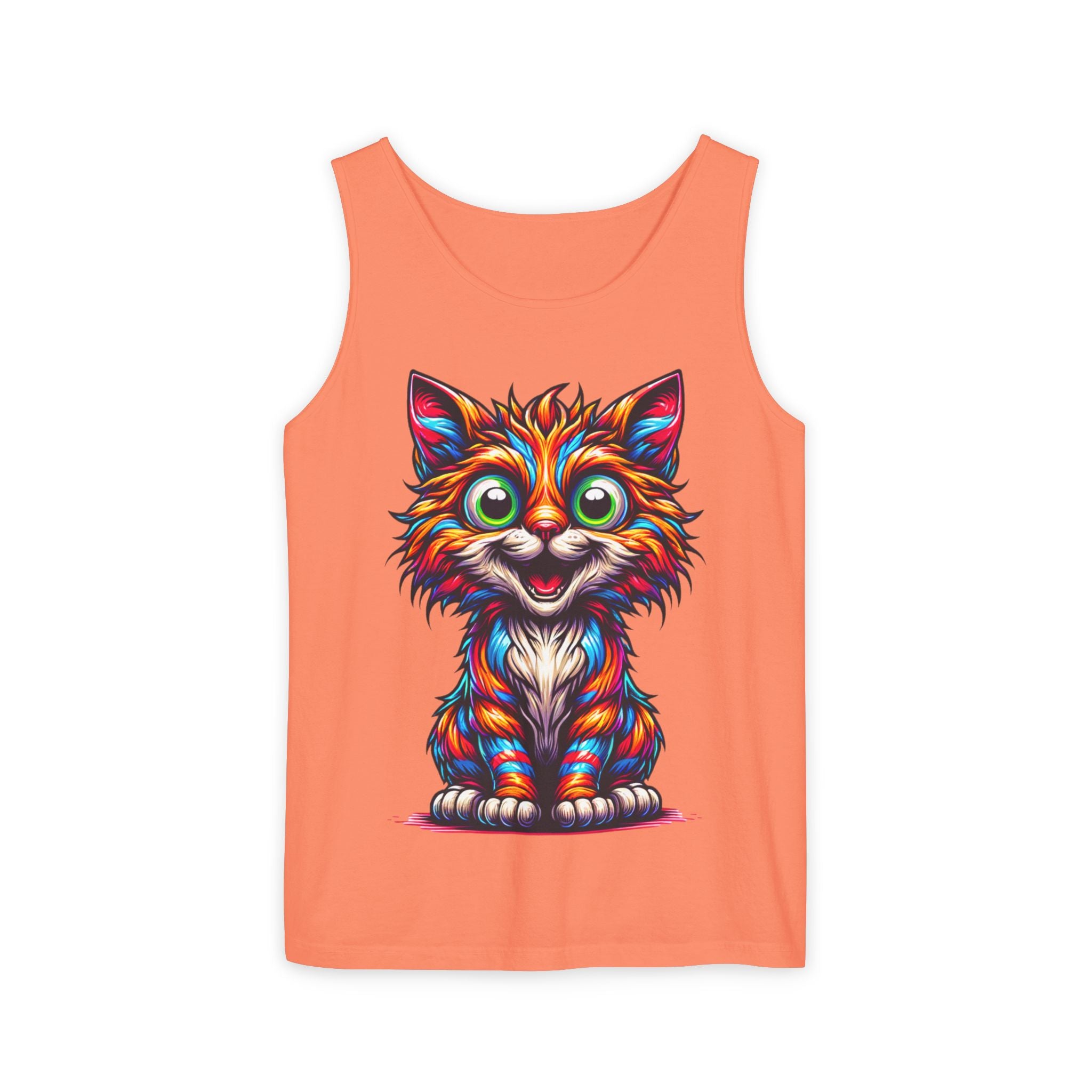 Psychedelic Cat Tank Top — Vibrant 1000-Color Art Print