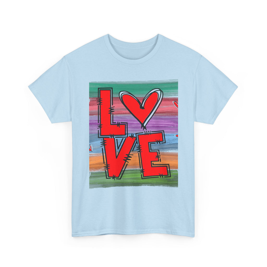 Love Heart Graphic Tee — Colorful Pop Art Valentine's T-Shirt