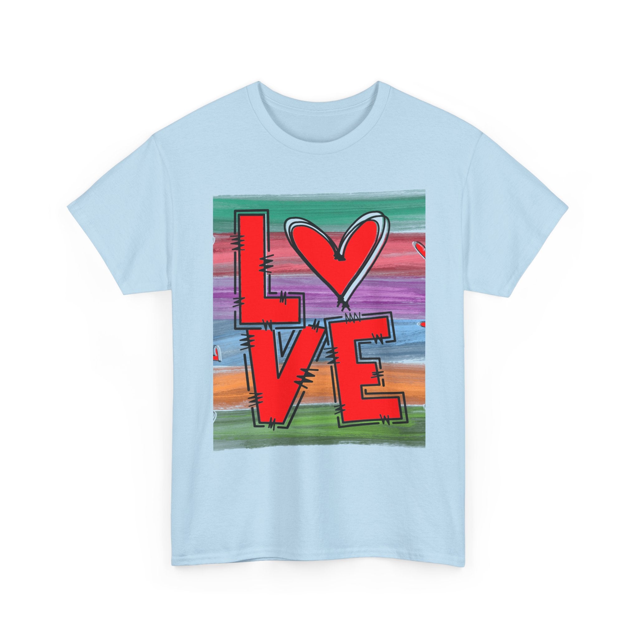 Love Heart Graphic Tee — Colorful Pop Art Valentine's T-Shirt