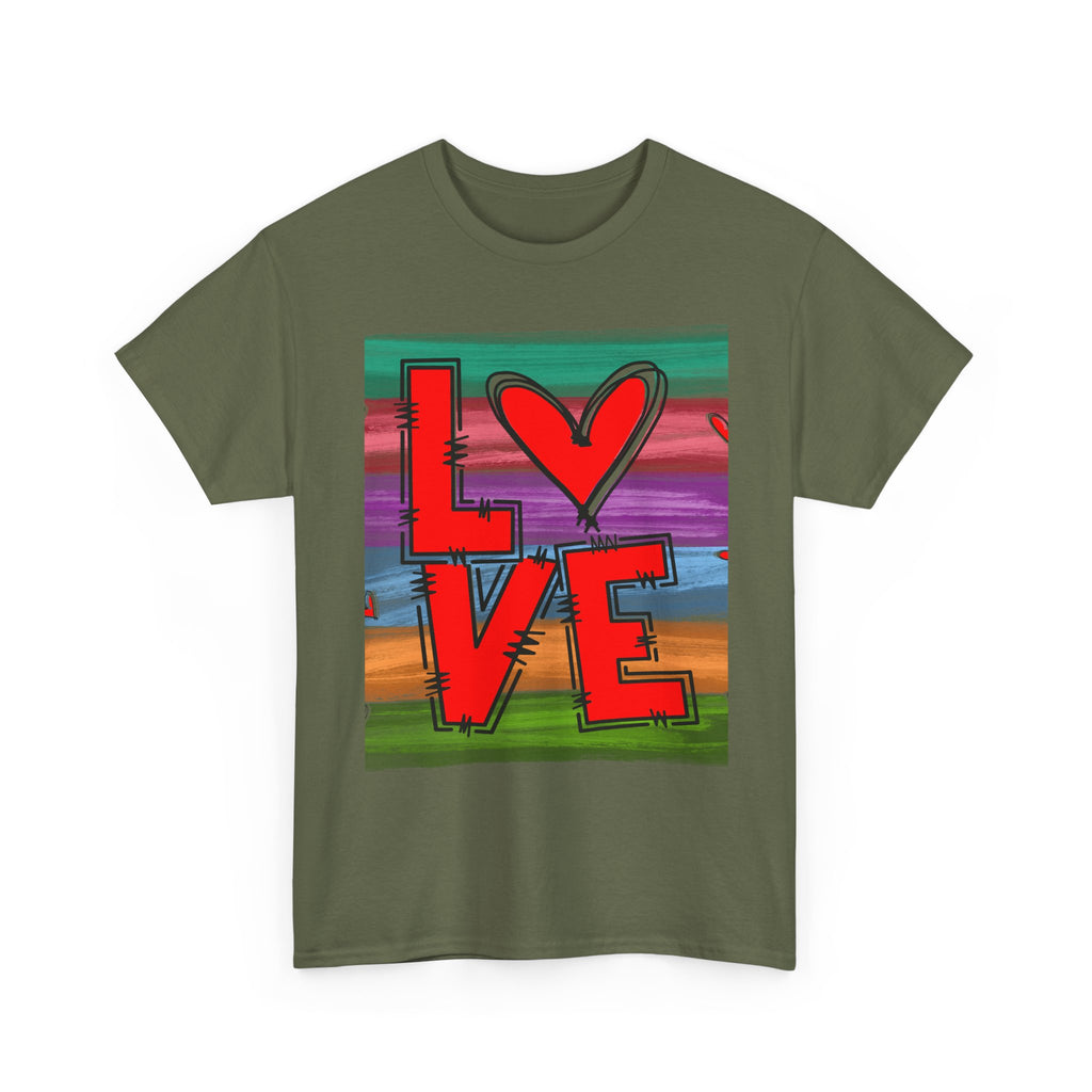 Love Heart Graphic Tee — Colorful Pop Art Valentine's T-Shirt