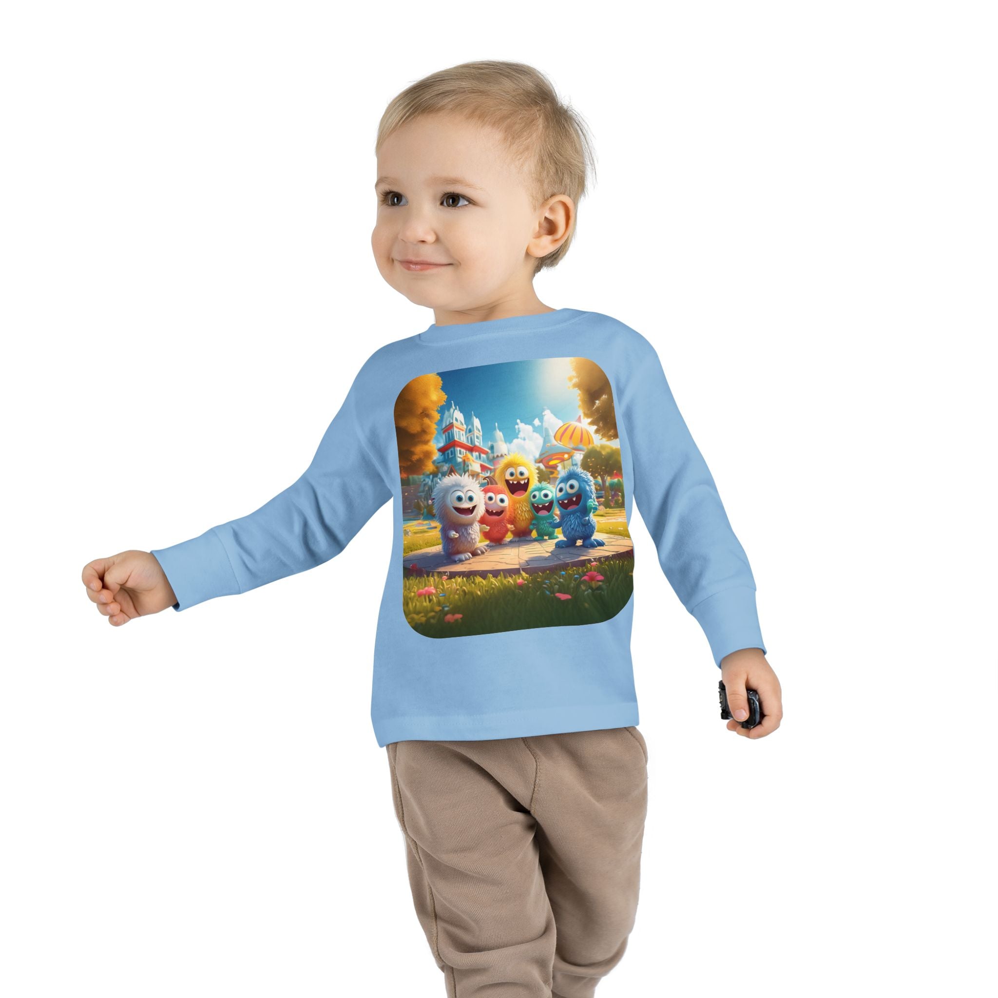 Toddler Tee — Colorful Cartoon Monster Friends Long Sleeve Shirt