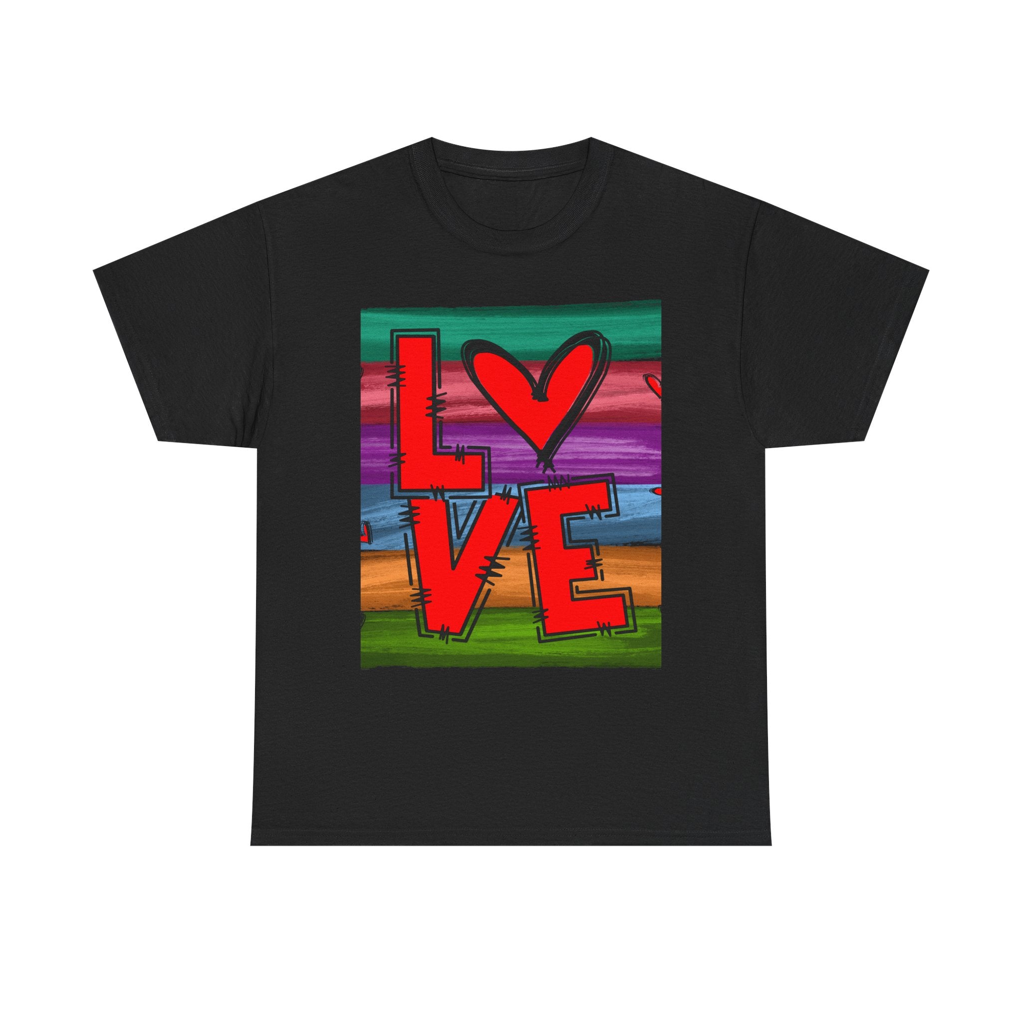 Love Heart Graphic Tee — Colorful Pop Art Valentine's T-Shirt