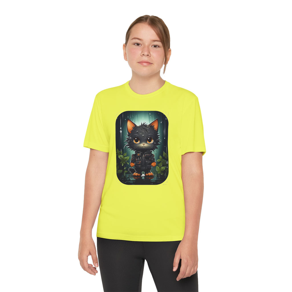 Youth Black Cat Competitor Tee — Cute Forest Kitten Graphic Shirt
