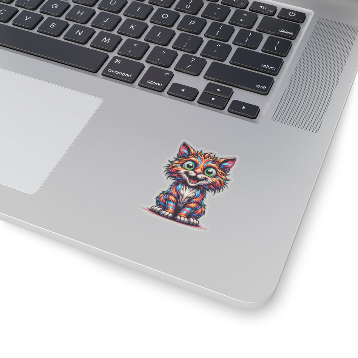 Colorful Cute Cat Sticker — Rainbow Kitten Kiss-Cut Decal for Laptops & Water Bottles, bumper stickers, rear car windshield, any of your own favorites places