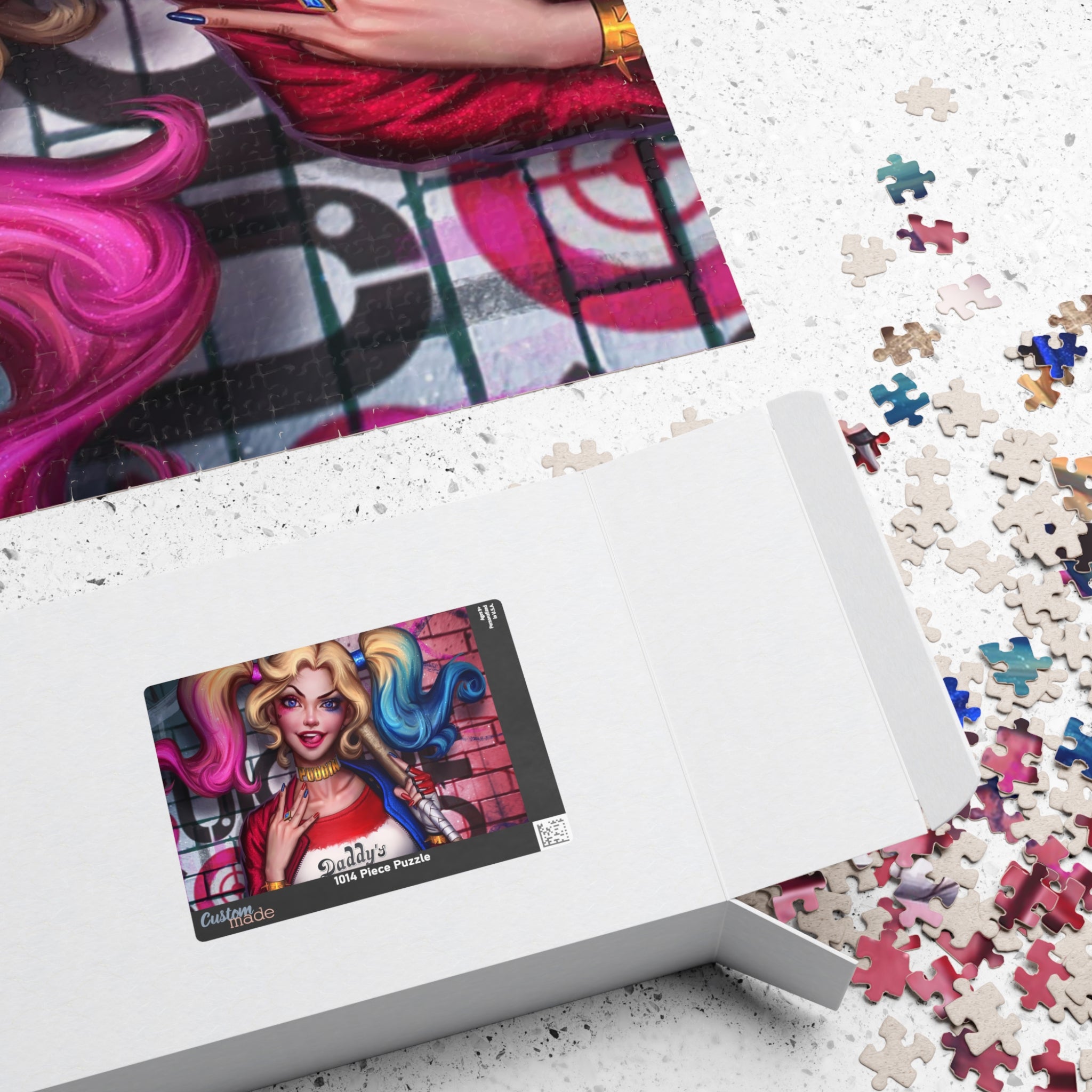 Harlequin Girl Pop Art Puzzle — 'Daddy's Lil Monster' Character Jigsaw