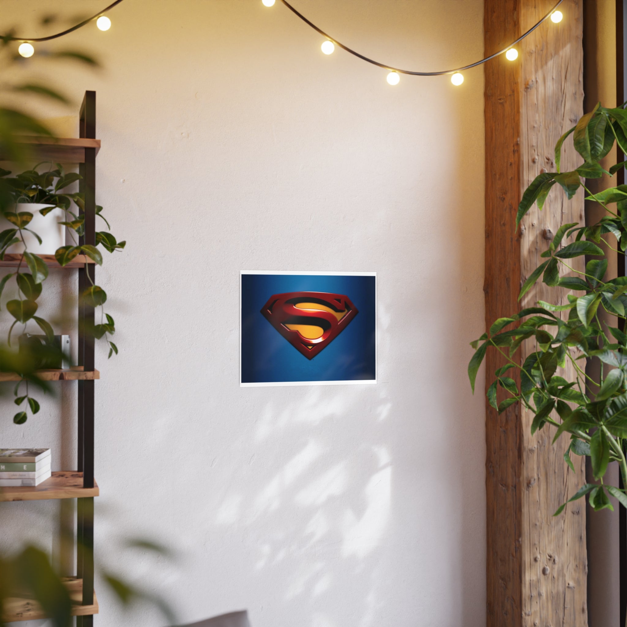 Superman Emblem Photo Art Poster — Retro Comic Logo Wall Print