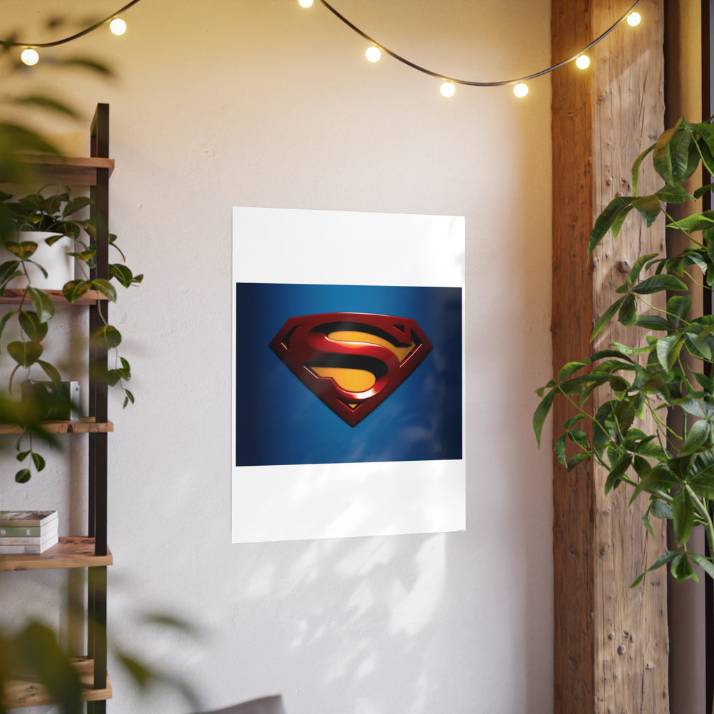 Superman Emblem Photo Art Poster — Retro Comic Logo Wall Print